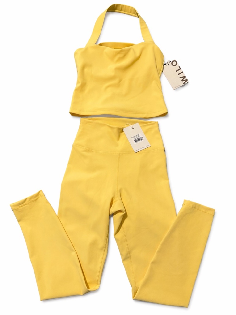 Wilo The Label 2-Piece Longline Halter & Legging Set in Butter Yellow / S – NWT